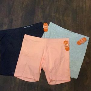 3 Pairs of Bike Tumble Cartwheel Girls Shorts- Navy, Coral, Gray